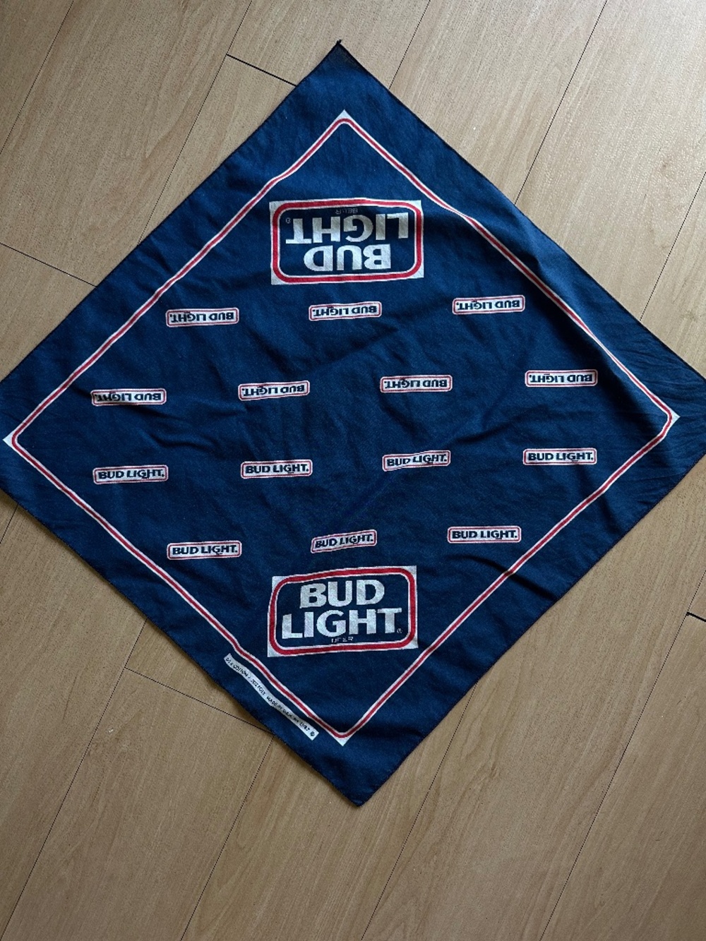 Vintage Bud Light Blue Bandana Made in USA